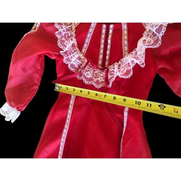 Vtg Fancy Frocks Party Christmas Dress Girls 4 Red Victorian Lace Ruffles Poofy - Picture 12 of 12